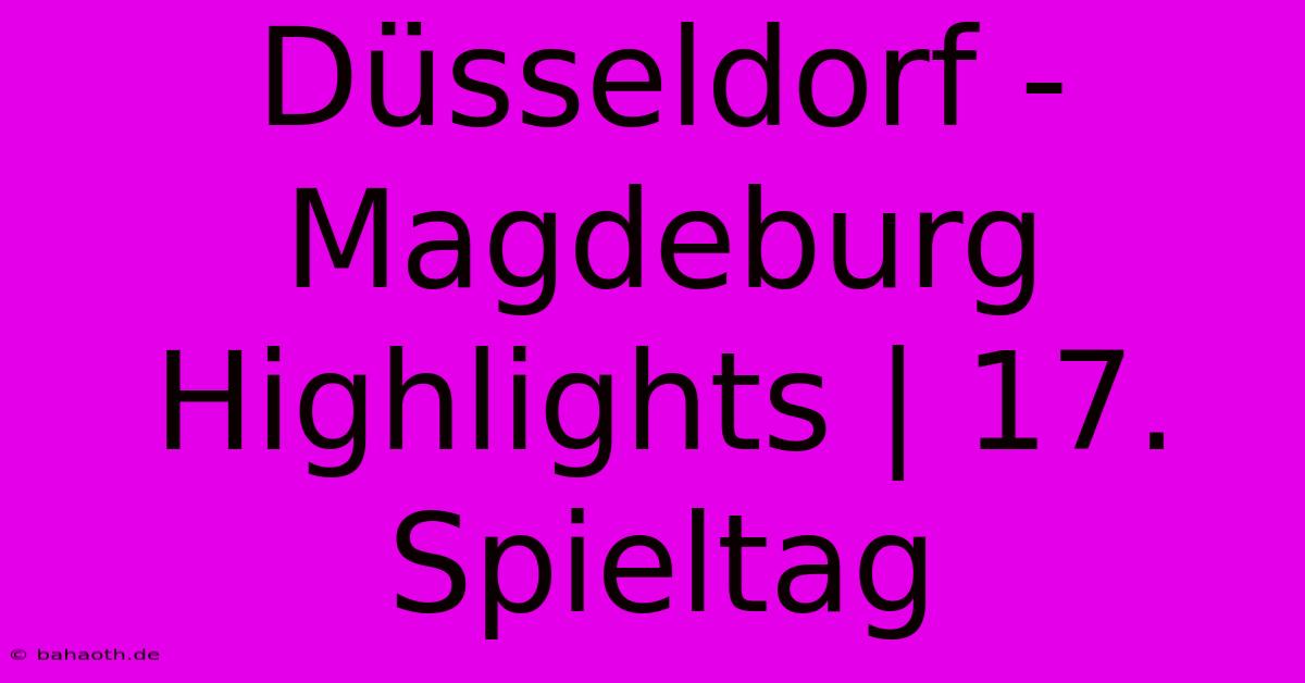 Düsseldorf - Magdeburg Highlights | 17. Spieltag