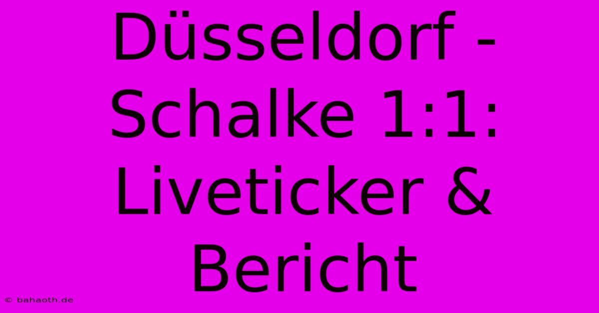 Düsseldorf - Schalke 1:1: Liveticker & Bericht