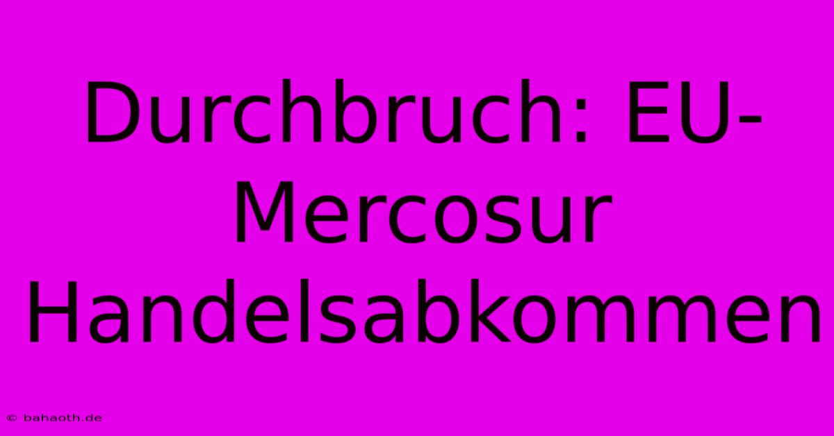 Durchbruch: EU-Mercosur Handelsabkommen