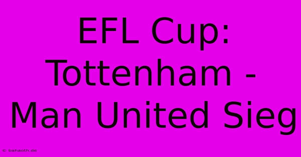 EFL Cup: Tottenham - Man United Sieg