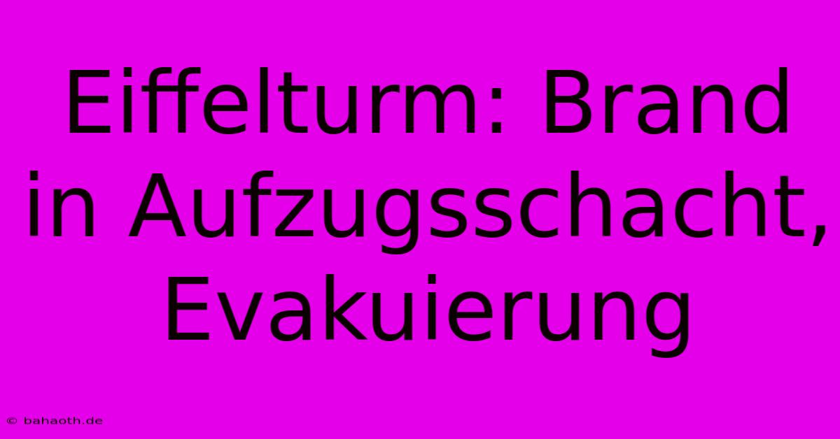 Eiffelturm: Brand In Aufzugsschacht, Evakuierung