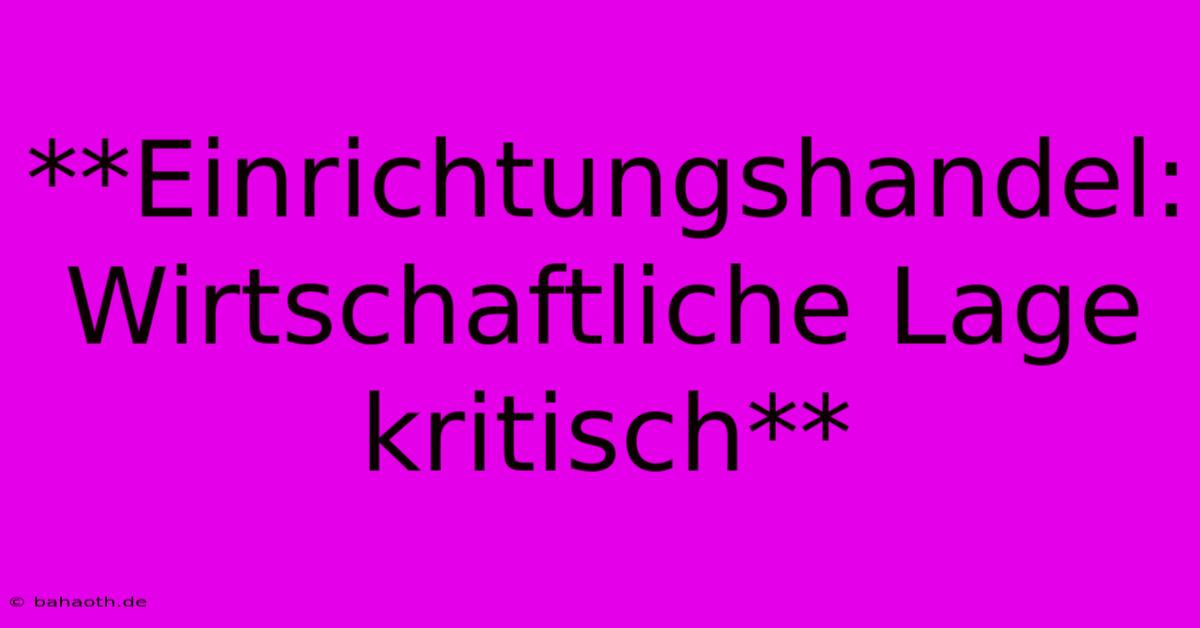 **Einrichtungshandel: Wirtschaftliche Lage Kritisch**