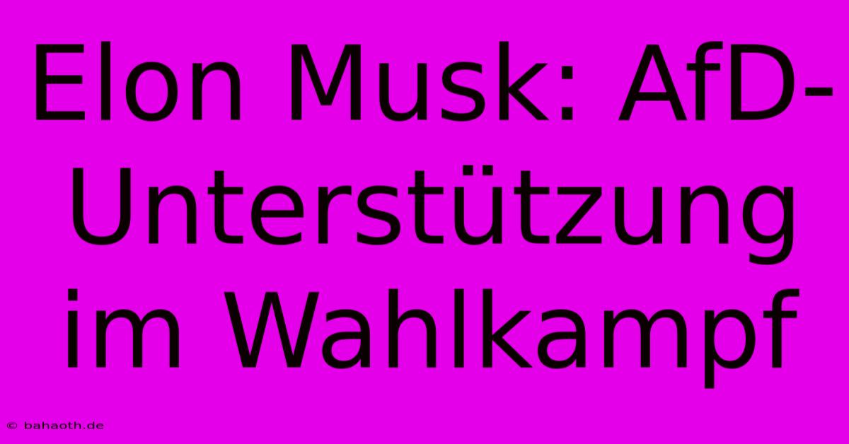 Elon Musk: AfD-Unterstützung Im Wahlkampf