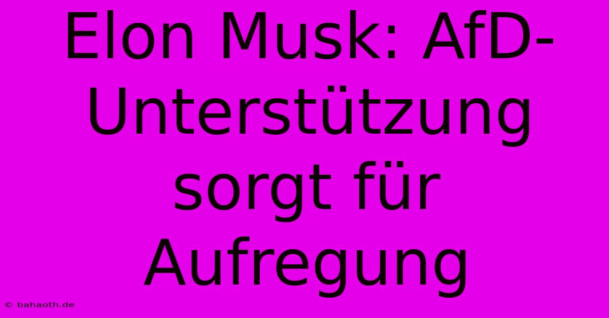 Elon Musk: AfD-Unterstützung Sorgt Für Aufregung