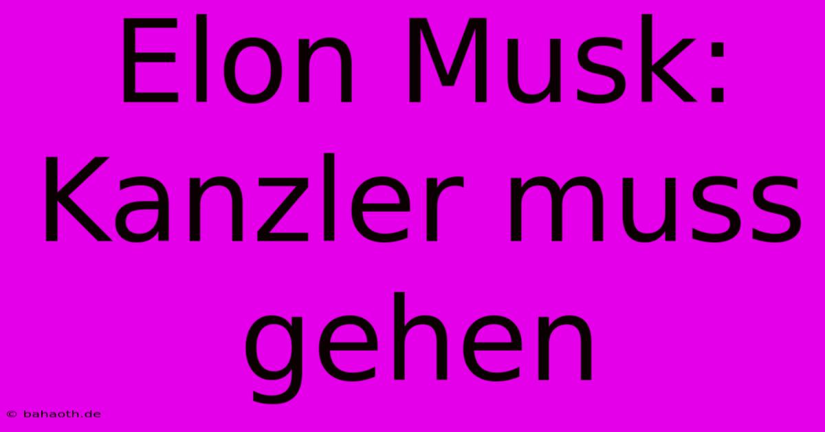 Elon Musk: Kanzler Muss Gehen