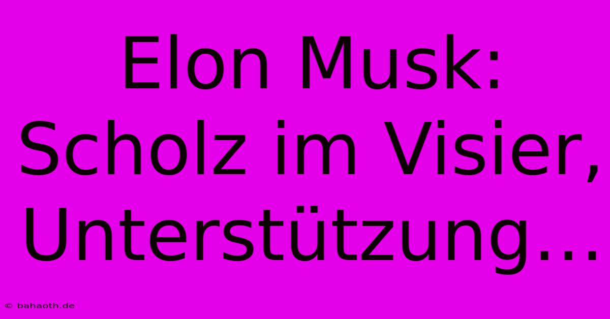 Elon Musk: Scholz Im Visier, Unterstützung…