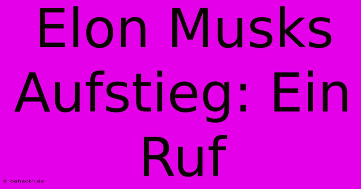 Elon Musks Aufstieg: Ein Ruf