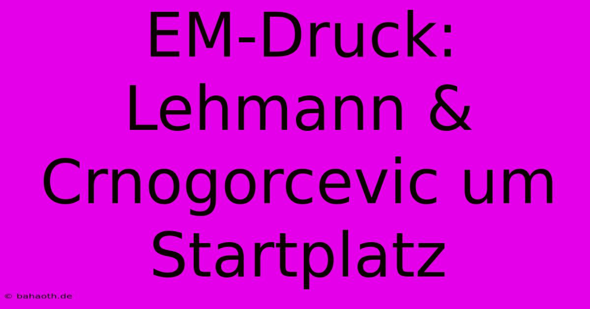 EM-Druck: Lehmann & Crnogorcevic Um Startplatz