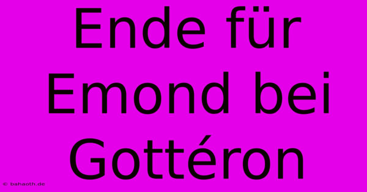 Ende Für Emond Bei Gottéron