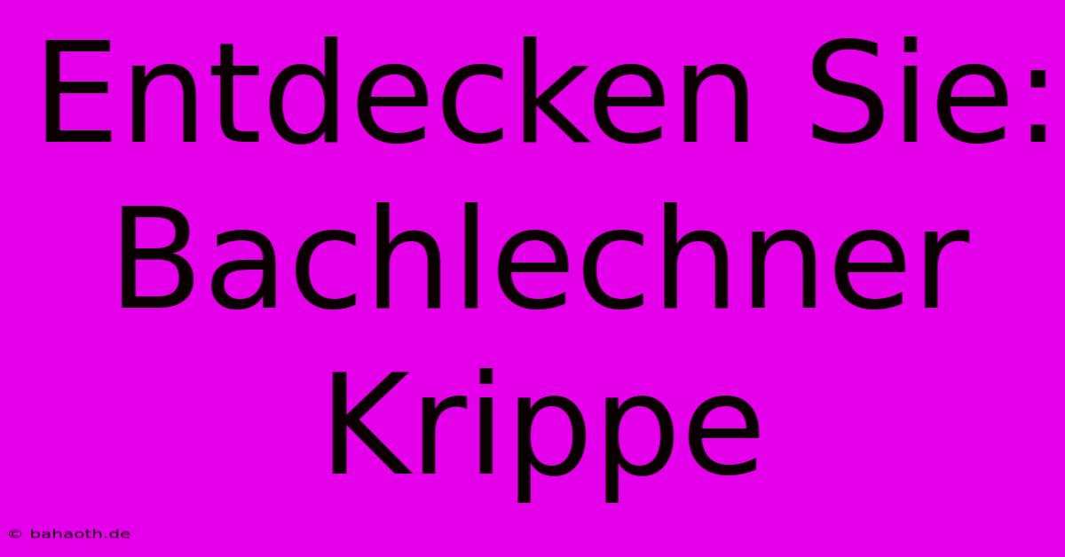 Entdecken Sie: Bachlechner Krippe