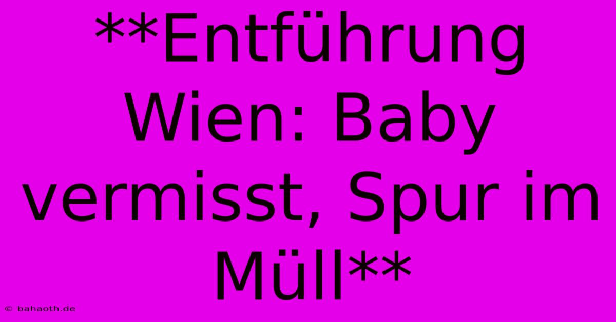 **Entführung Wien: Baby Vermisst, Spur Im Müll**