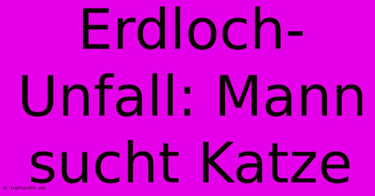 Erdloch-Unfall: Mann Sucht Katze