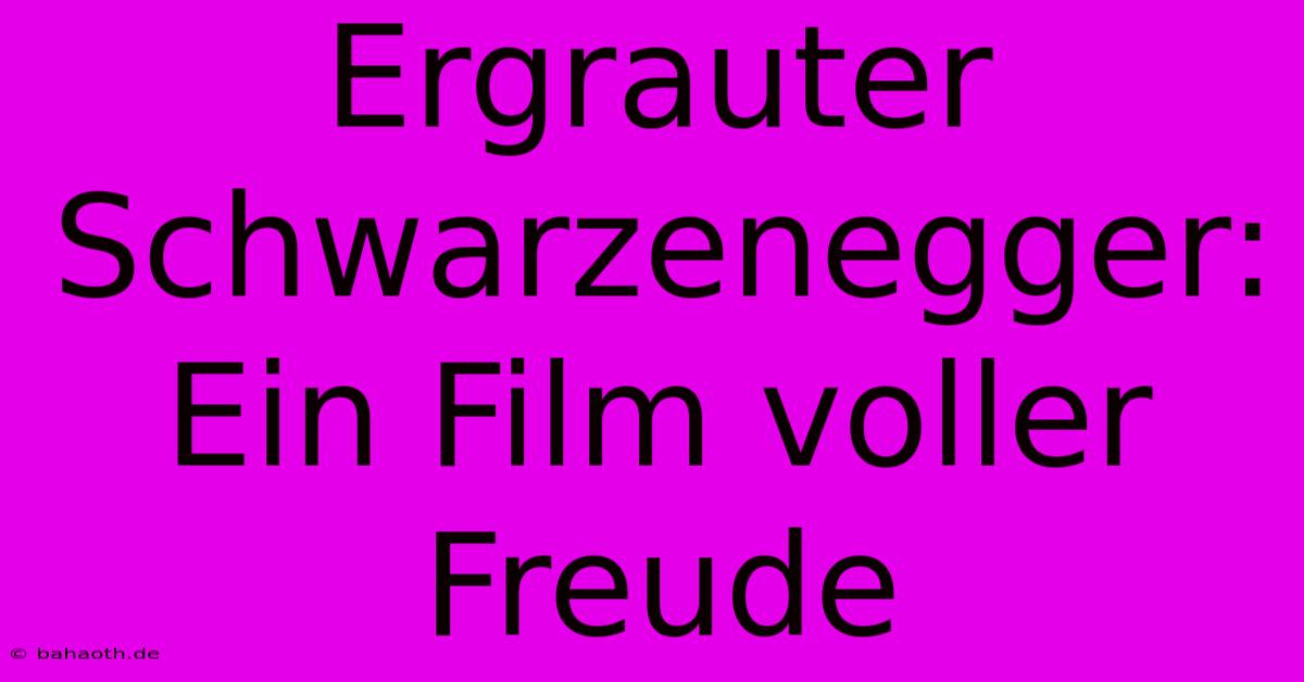 Ergrauter Schwarzenegger: Ein Film Voller Freude