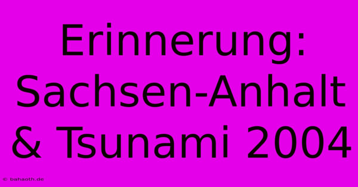 Erinnerung: Sachsen-Anhalt & Tsunami 2004