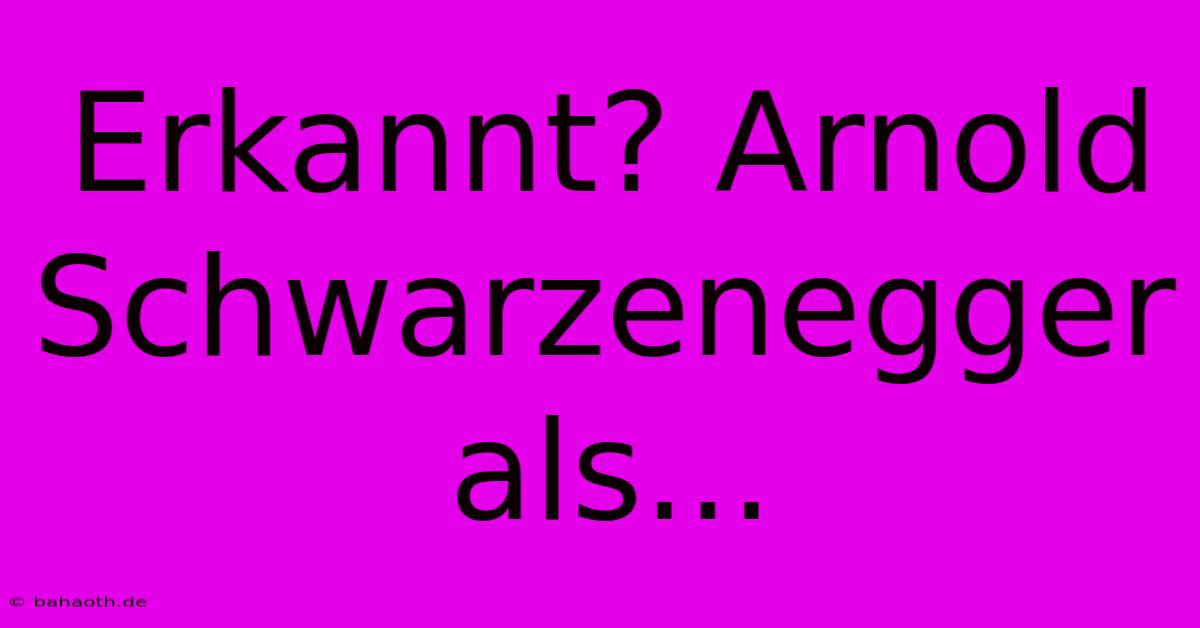 Erkannt? Arnold Schwarzenegger Als...