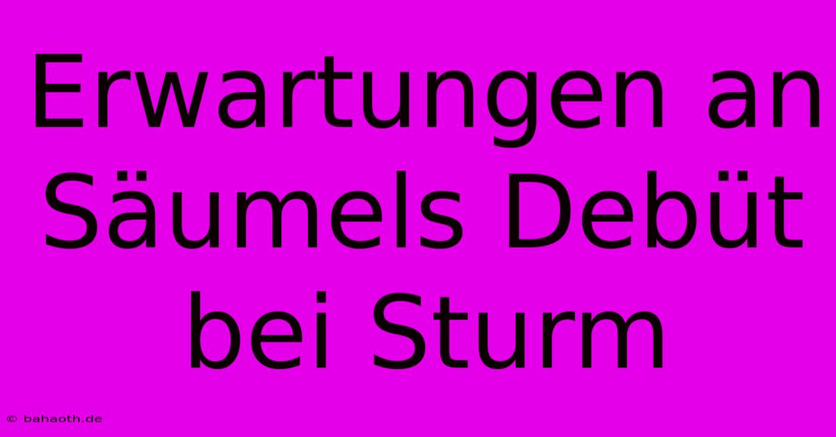 Erwartungen An Säumels Debüt Bei Sturm