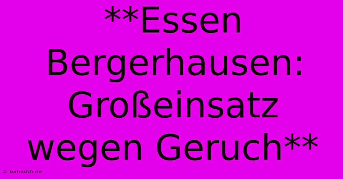 **Essen Bergerhausen: Großeinsatz Wegen Geruch**