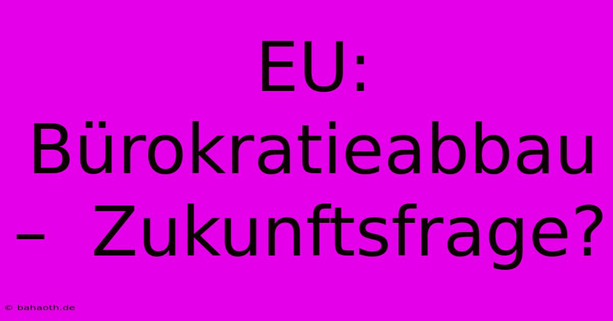 EU:  Bürokratieabbau –  Zukunftsfrage?