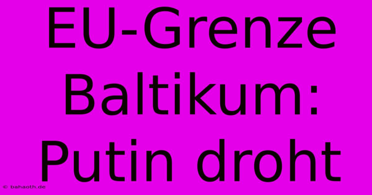 EU-Grenze Baltikum: Putin Droht