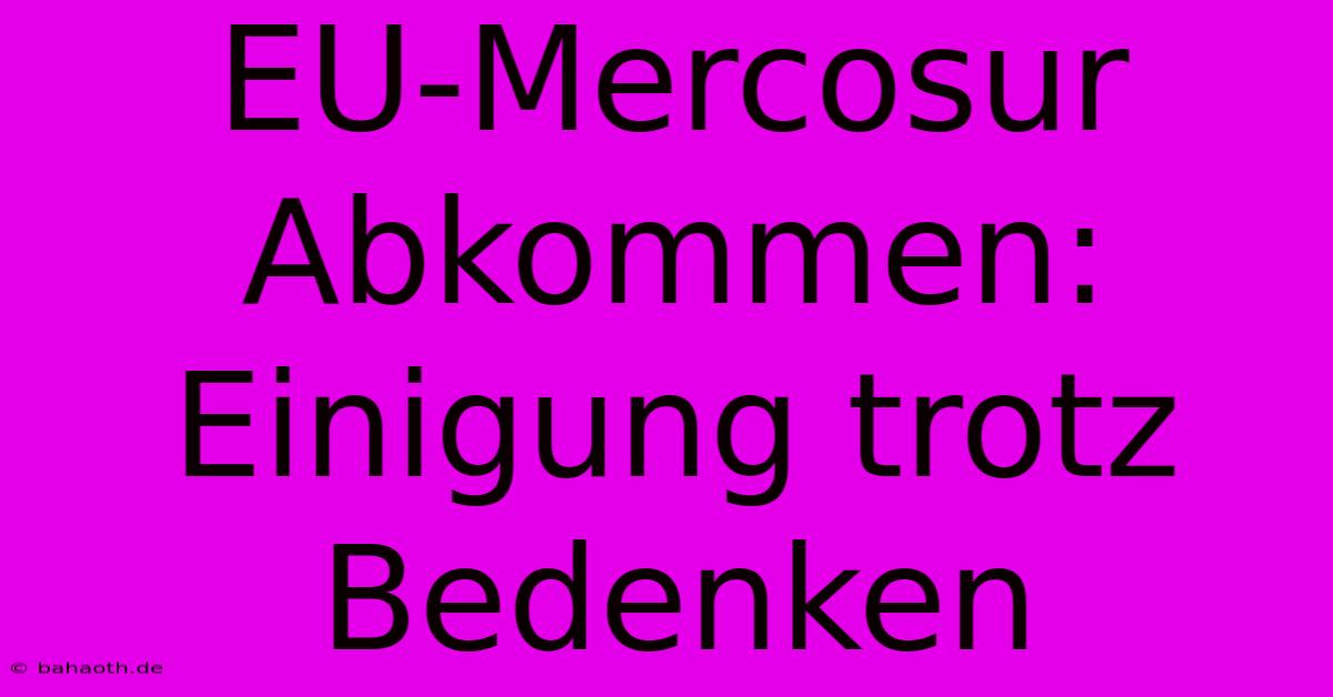 EU-Mercosur Abkommen: Einigung Trotz Bedenken