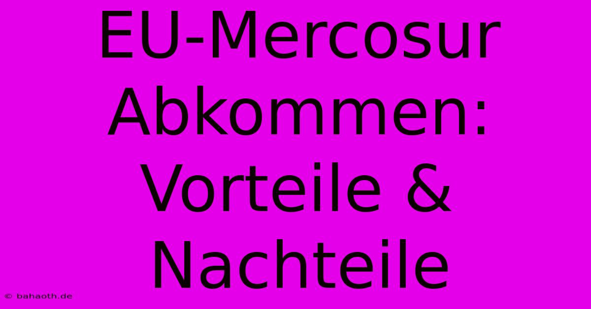 EU-Mercosur Abkommen:  Vorteile & Nachteile