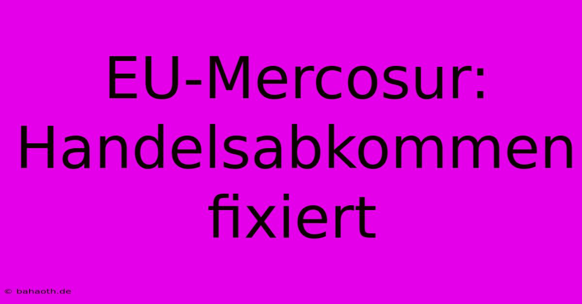 EU-Mercosur:  Handelsabkommen Fixiert