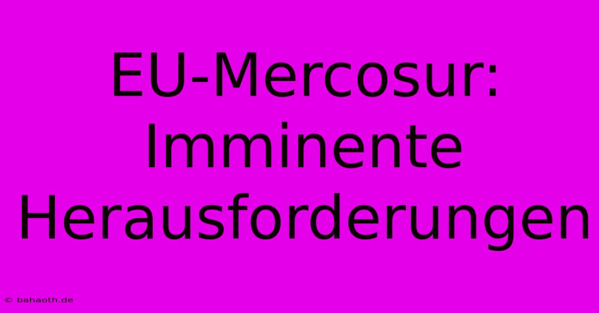 EU-Mercosur:  Imminente Herausforderungen