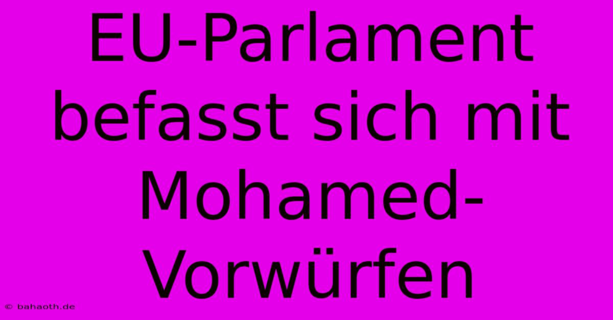 EU-Parlament Befasst Sich Mit Mohamed-Vorwürfen