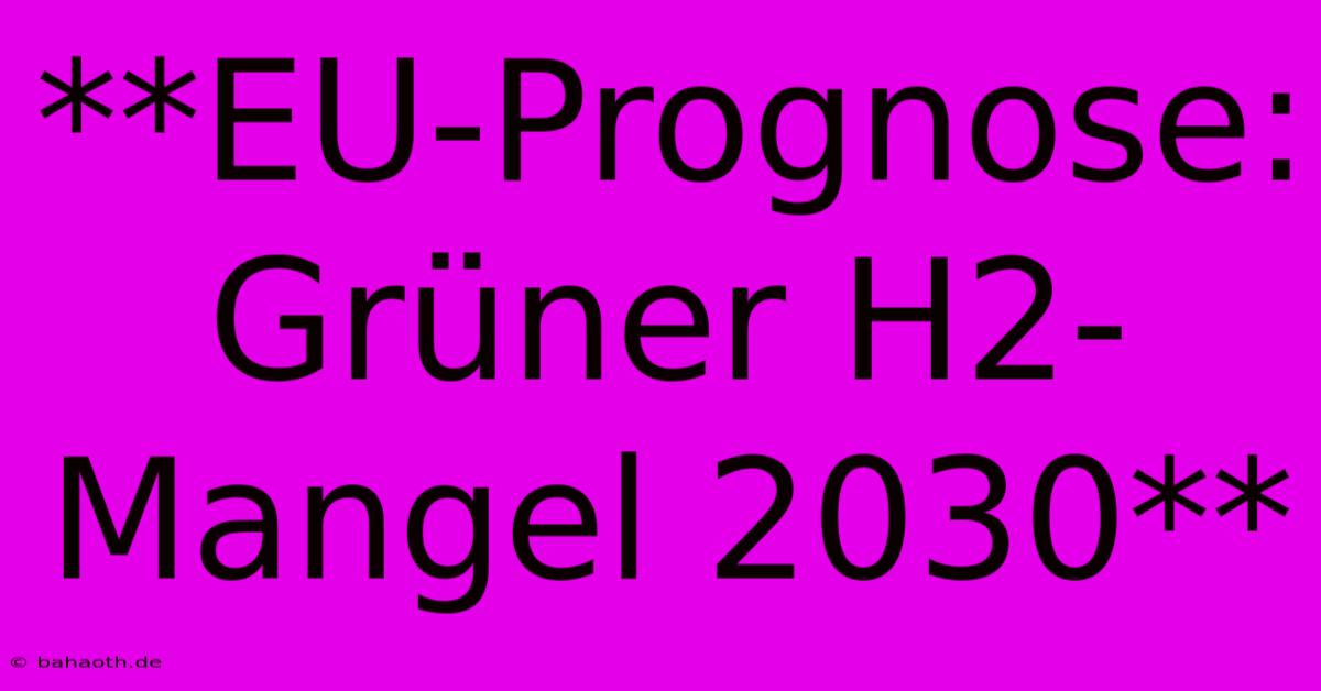 **EU-Prognose: Grüner H2-Mangel 2030**