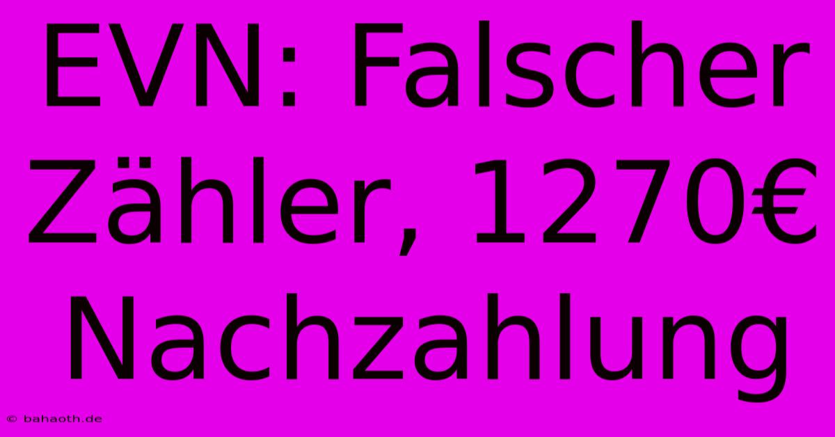 EVN: Falscher Zähler, 1270€ Nachzahlung