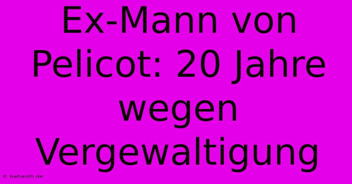 Ex-Mann Von Pelicot: 20 Jahre Wegen Vergewaltigung