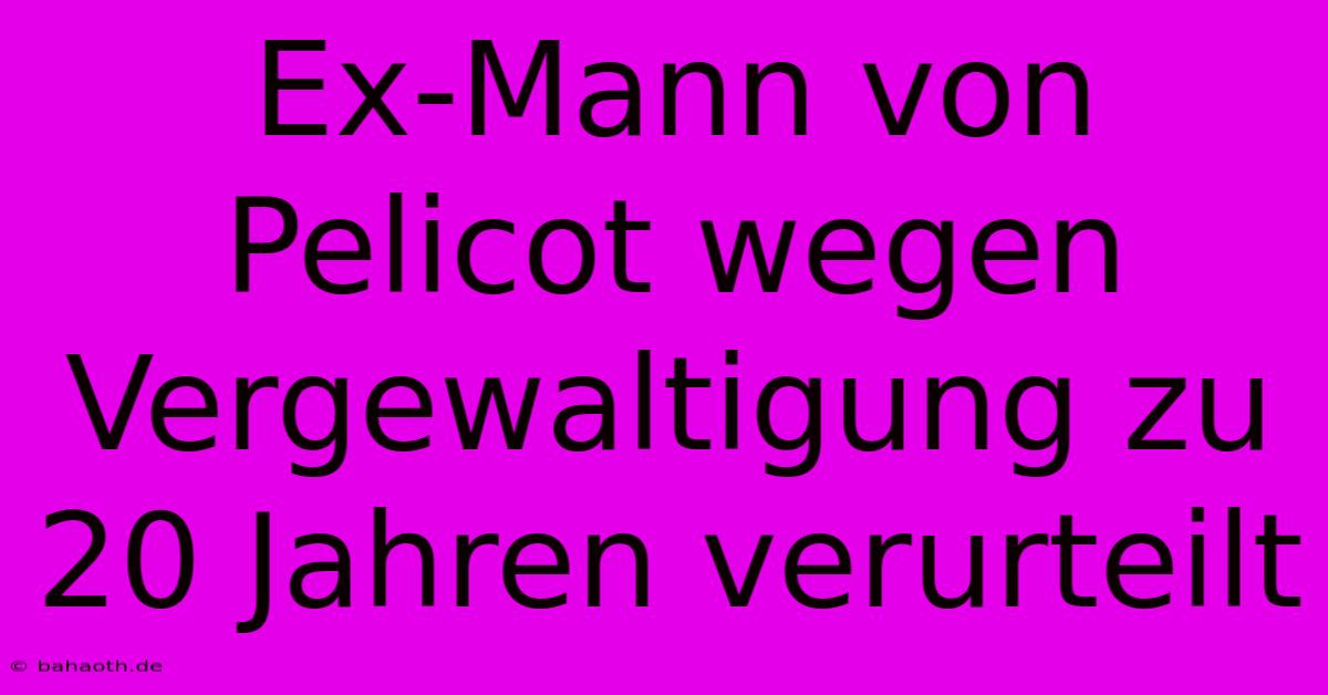 Ex-Mann Von Pelicot Wegen Vergewaltigung Zu 20 Jahren Verurteilt