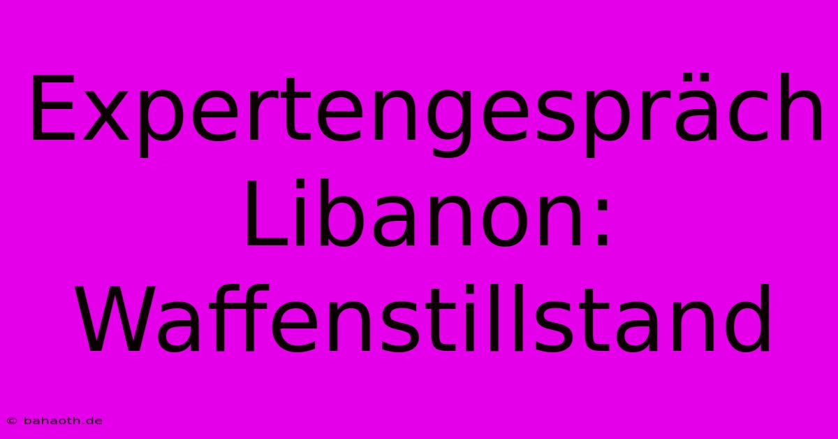 Expertengespräch Libanon: Waffenstillstand