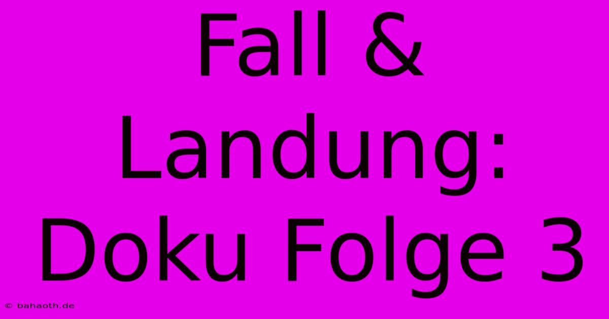 Fall & Landung: Doku Folge 3