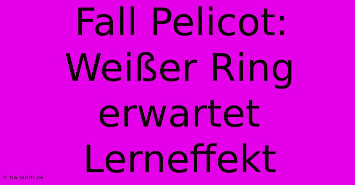 Fall Pelicot: Weißer Ring Erwartet Lerneffekt