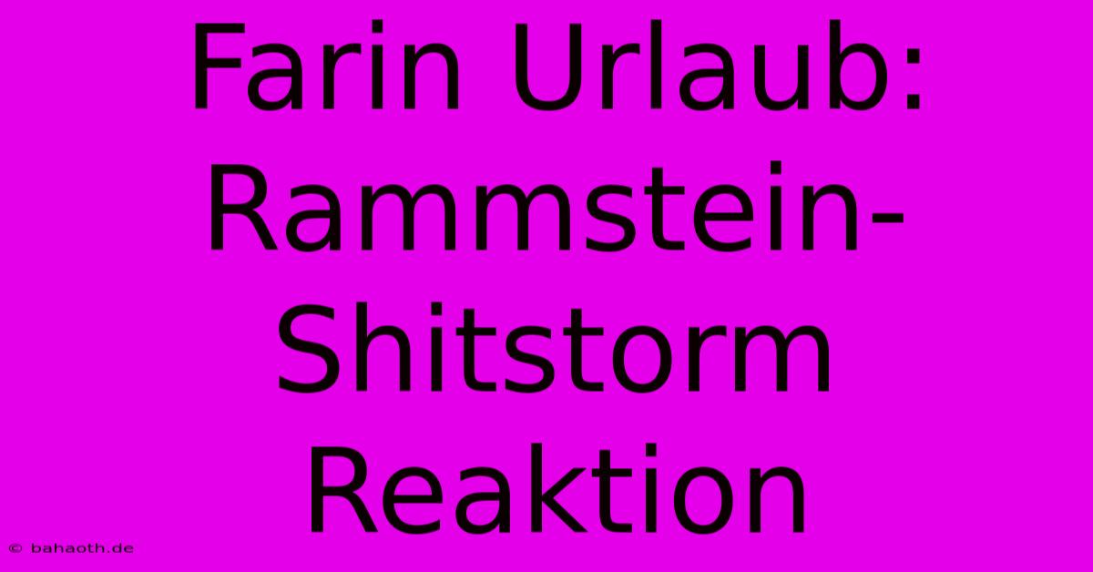 Farin Urlaub: Rammstein-Shitstorm Reaktion