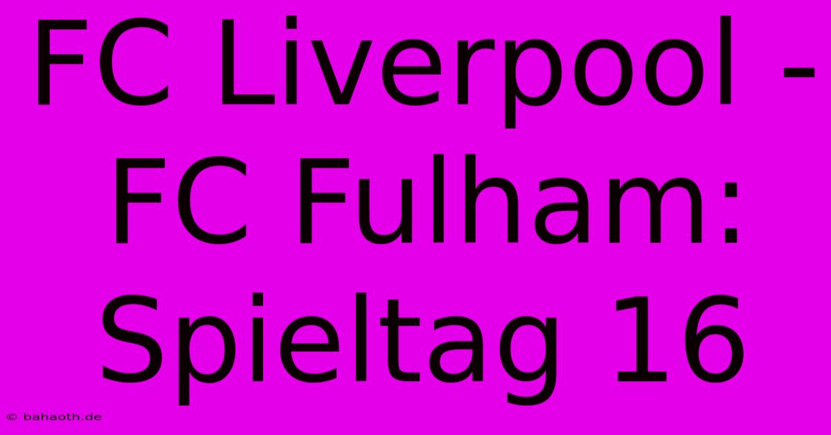 FC Liverpool - FC Fulham: Spieltag 16