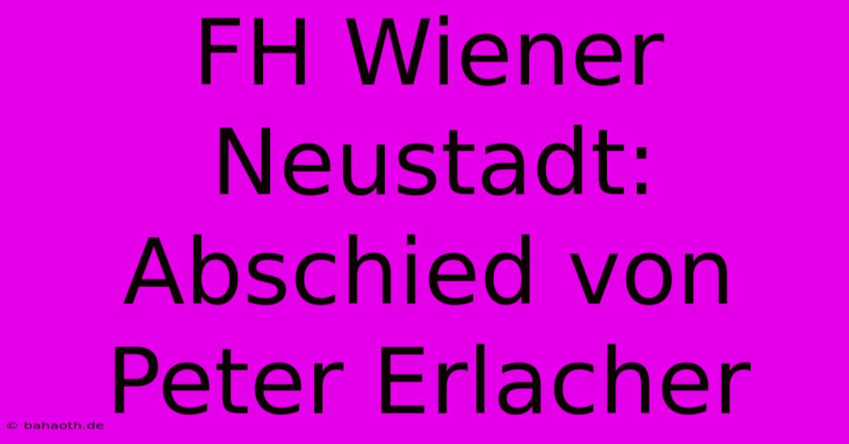 FH Wiener Neustadt: Abschied Von Peter Erlacher