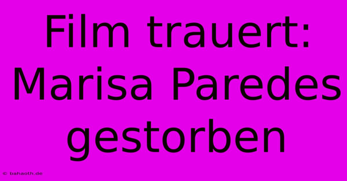 Film Trauert: Marisa Paredes Gestorben