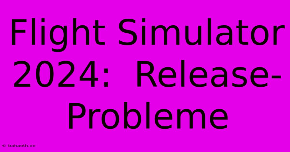 Flight Simulator 2024:  Release-Probleme