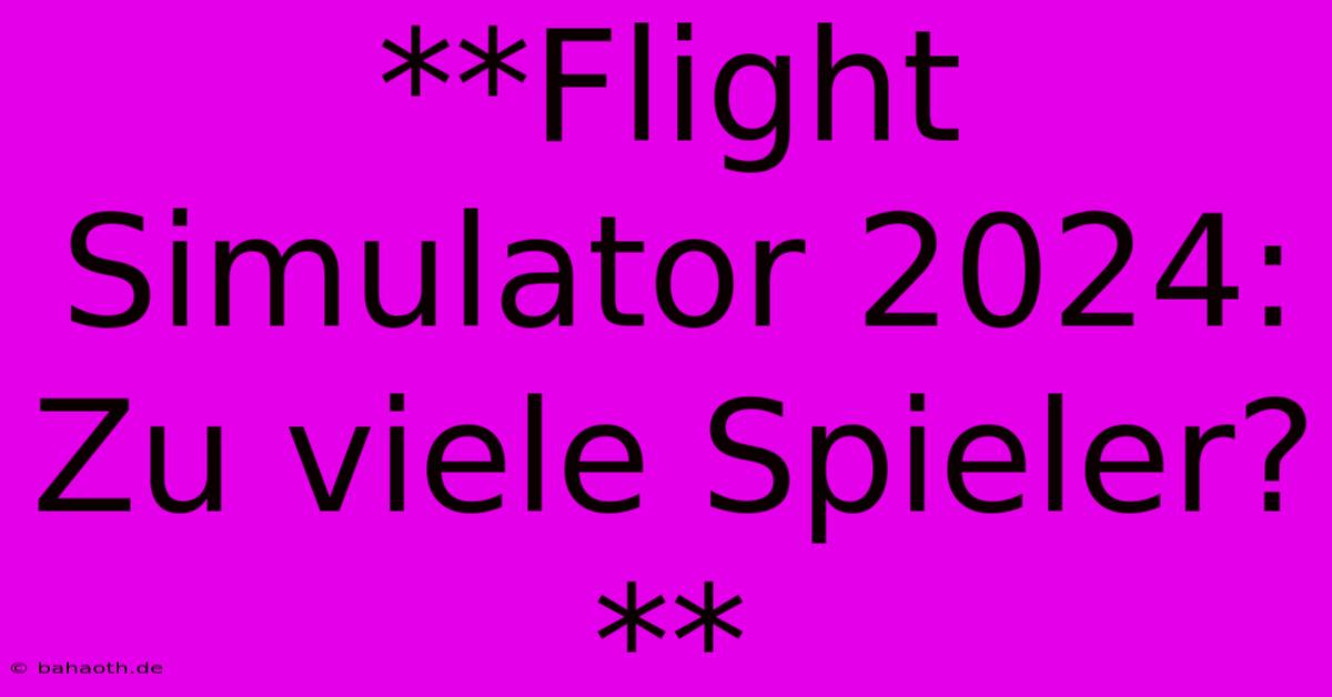 **Flight Simulator 2024: Zu Viele Spieler?**