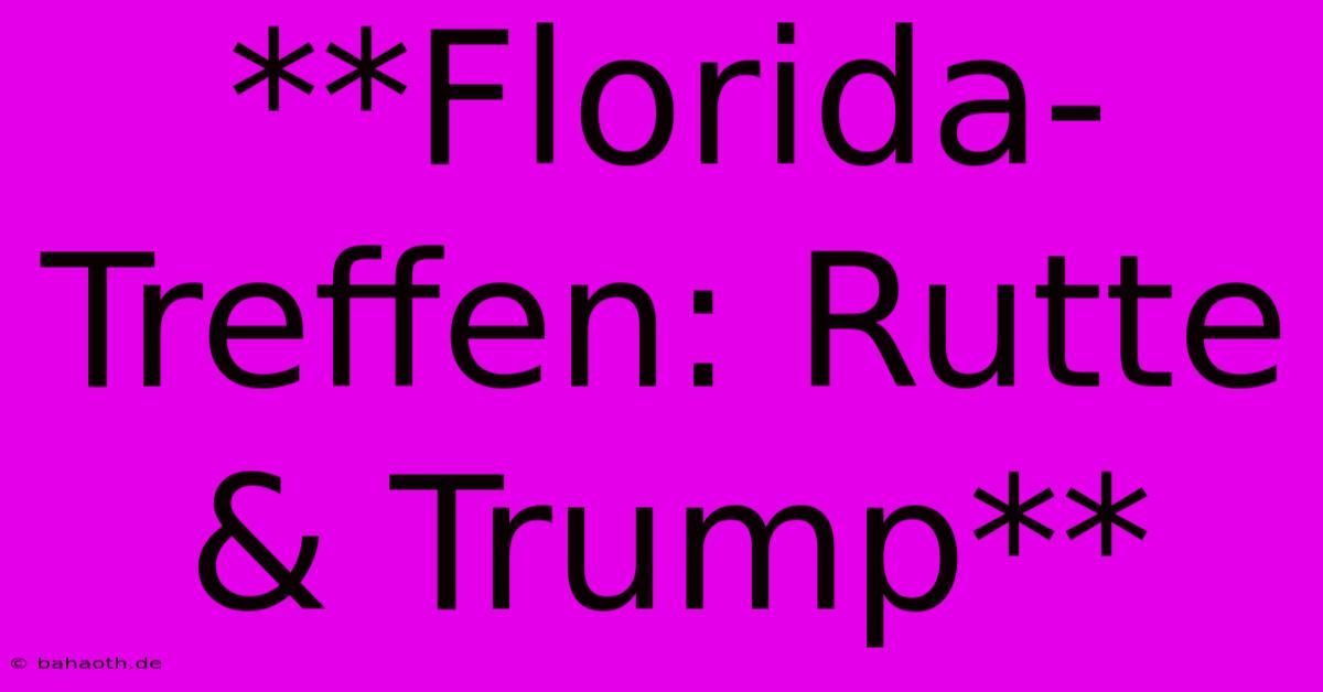 **Florida-Treffen: Rutte & Trump**