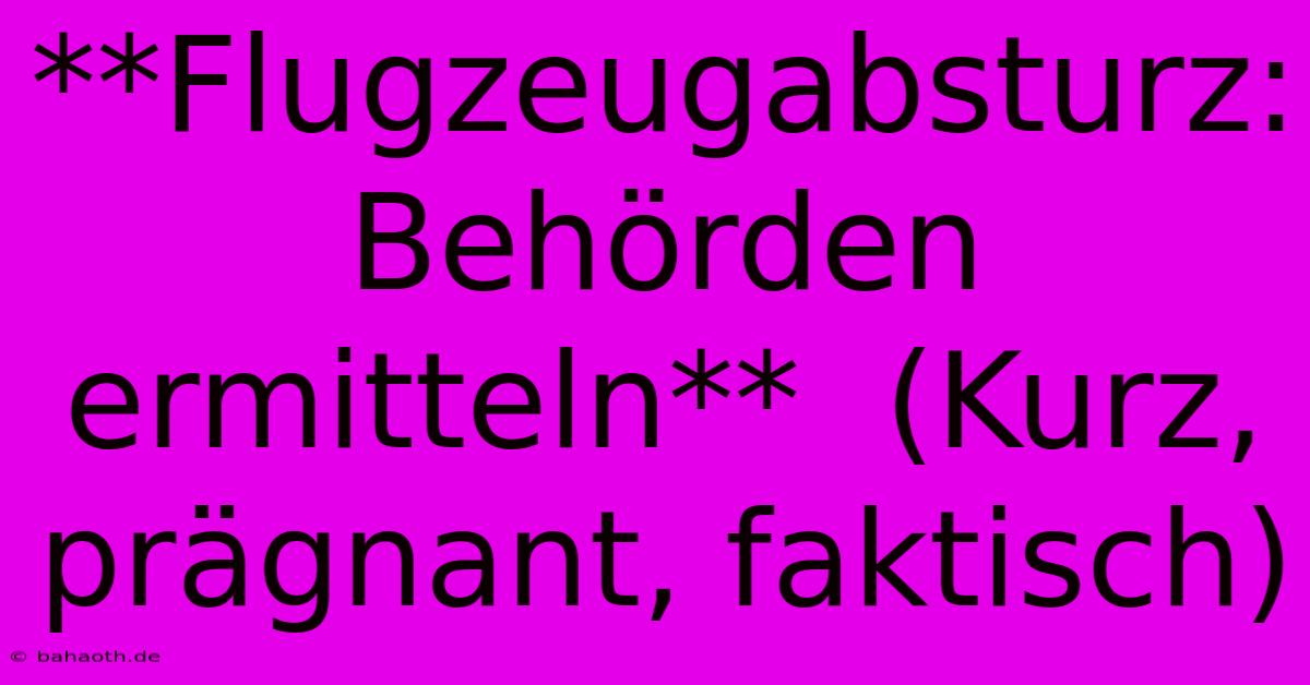 **Flugzeugabsturz: Behörden Ermitteln**  (Kurz, Prägnant, Faktisch)