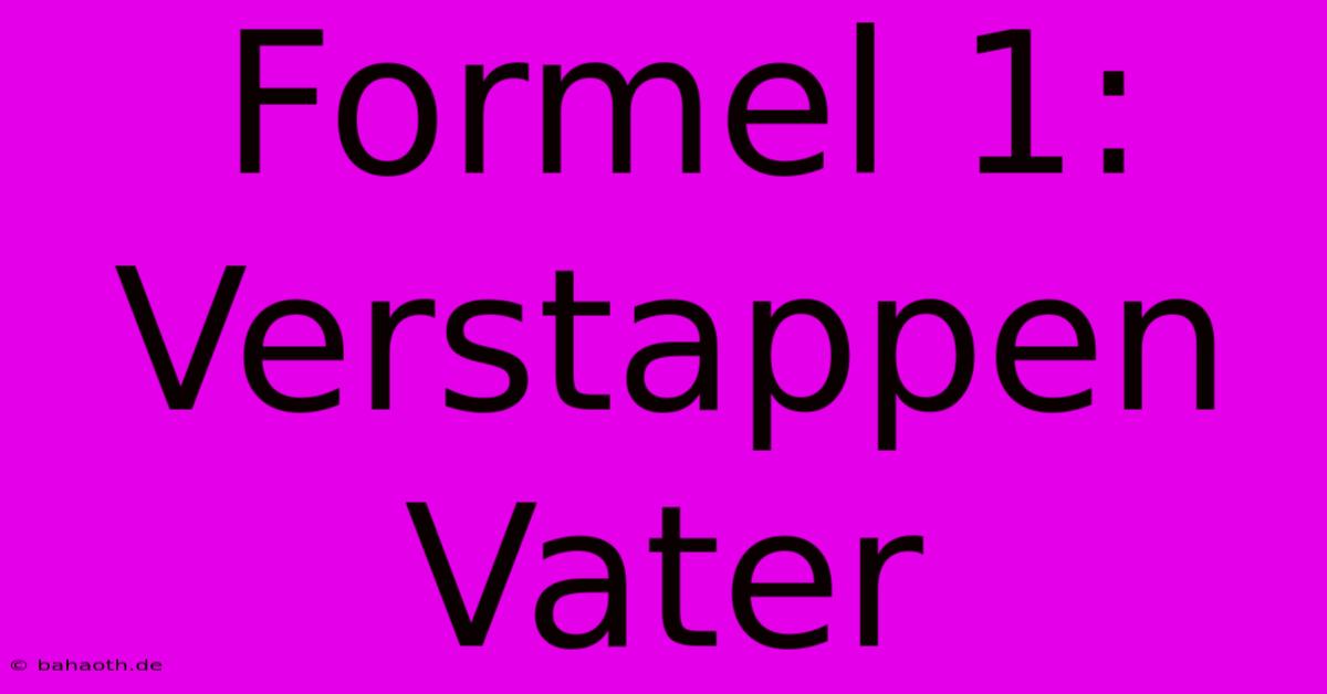 Formel 1: Verstappen Vater