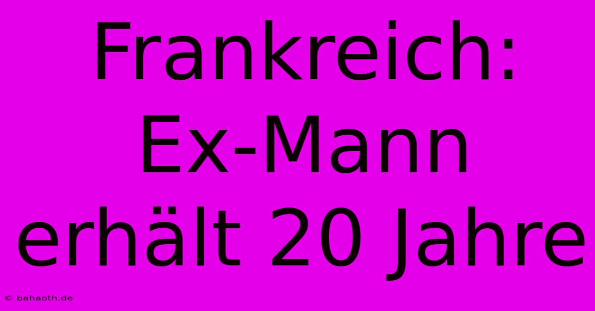 Frankreich: Ex-Mann Erhält 20 Jahre