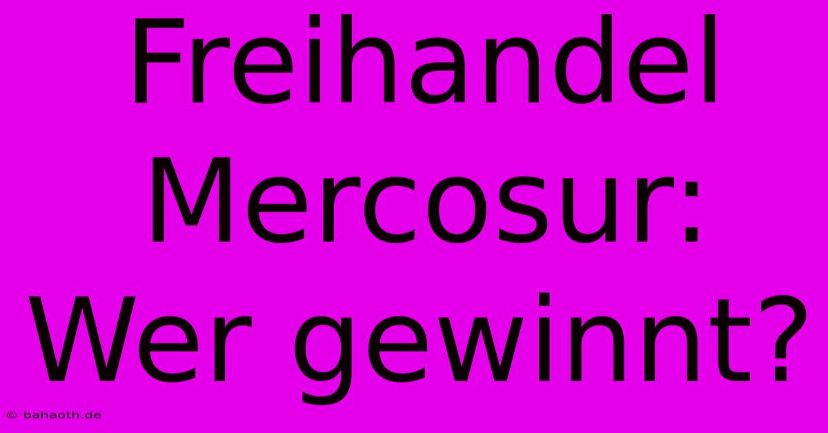 Freihandel Mercosur:  Wer Gewinnt?