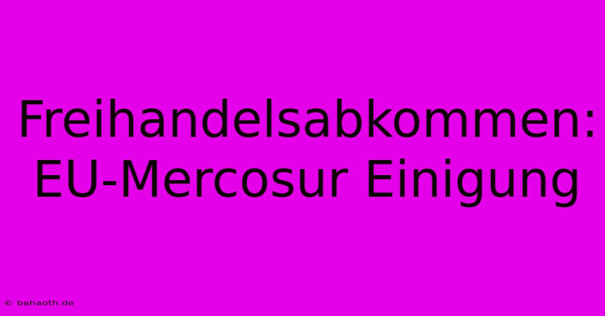 Freihandelsabkommen: EU-Mercosur Einigung