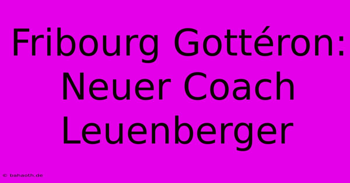 Fribourg Gottéron: Neuer Coach Leuenberger