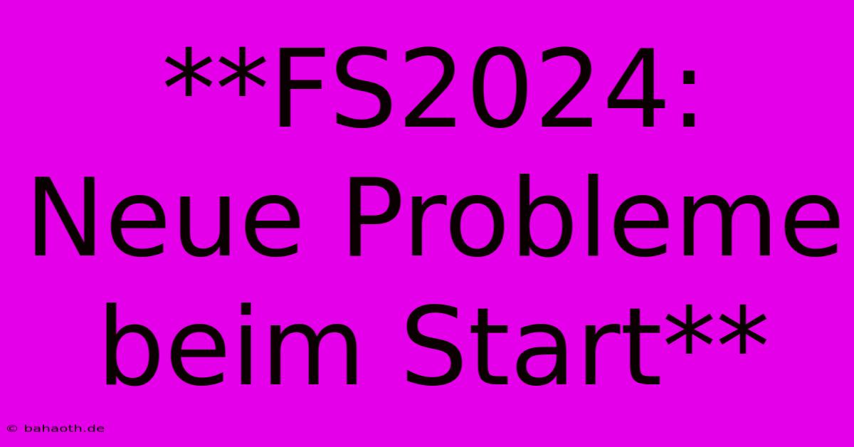 **FS2024: Neue Probleme Beim Start**