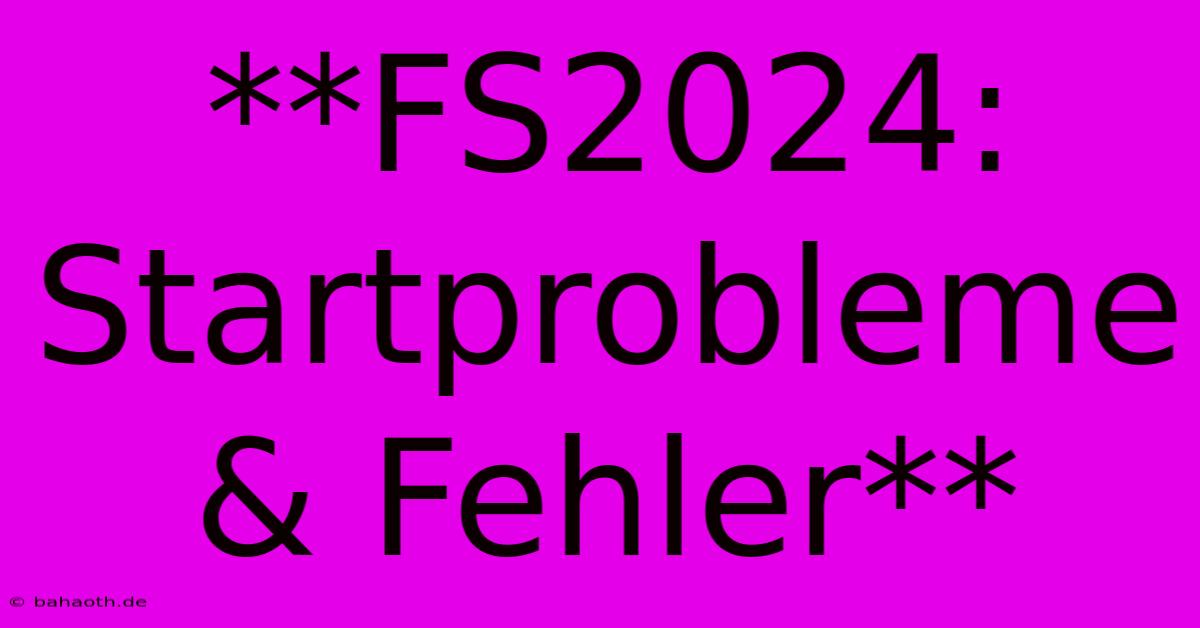 **FS2024: Startprobleme & Fehler**